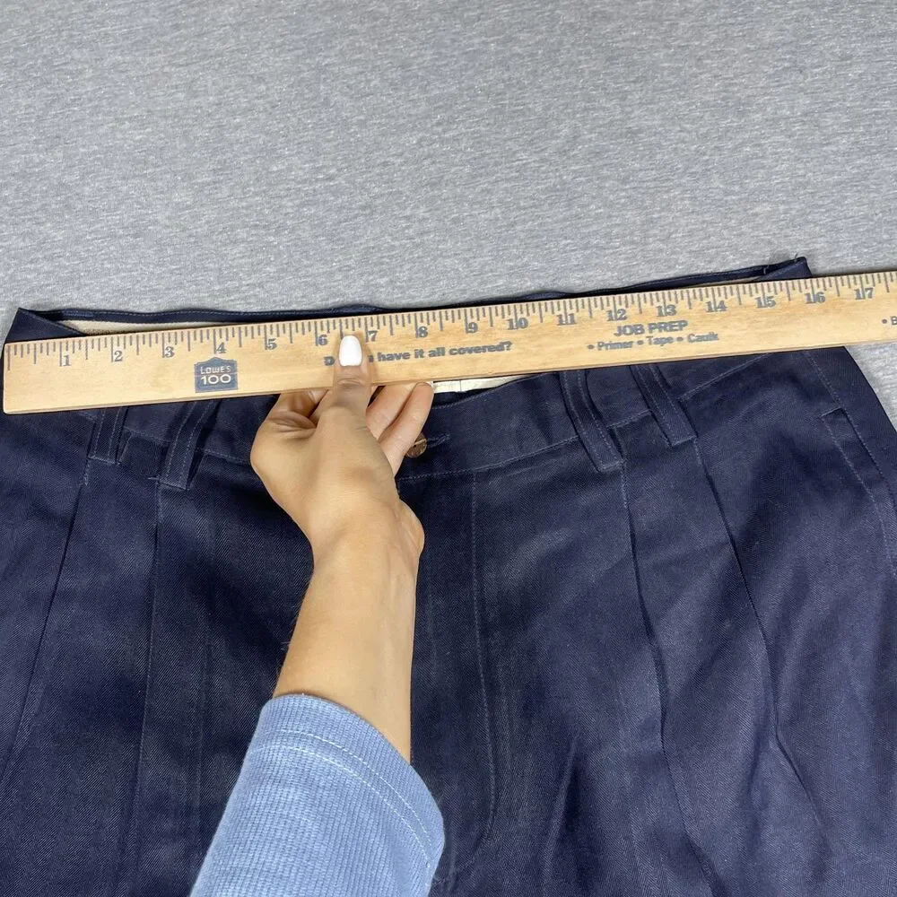 Tommy Bahama Dress Pants Mens 34 (32x28) Blue Silk Satin Pleated Relaxed Cuffed